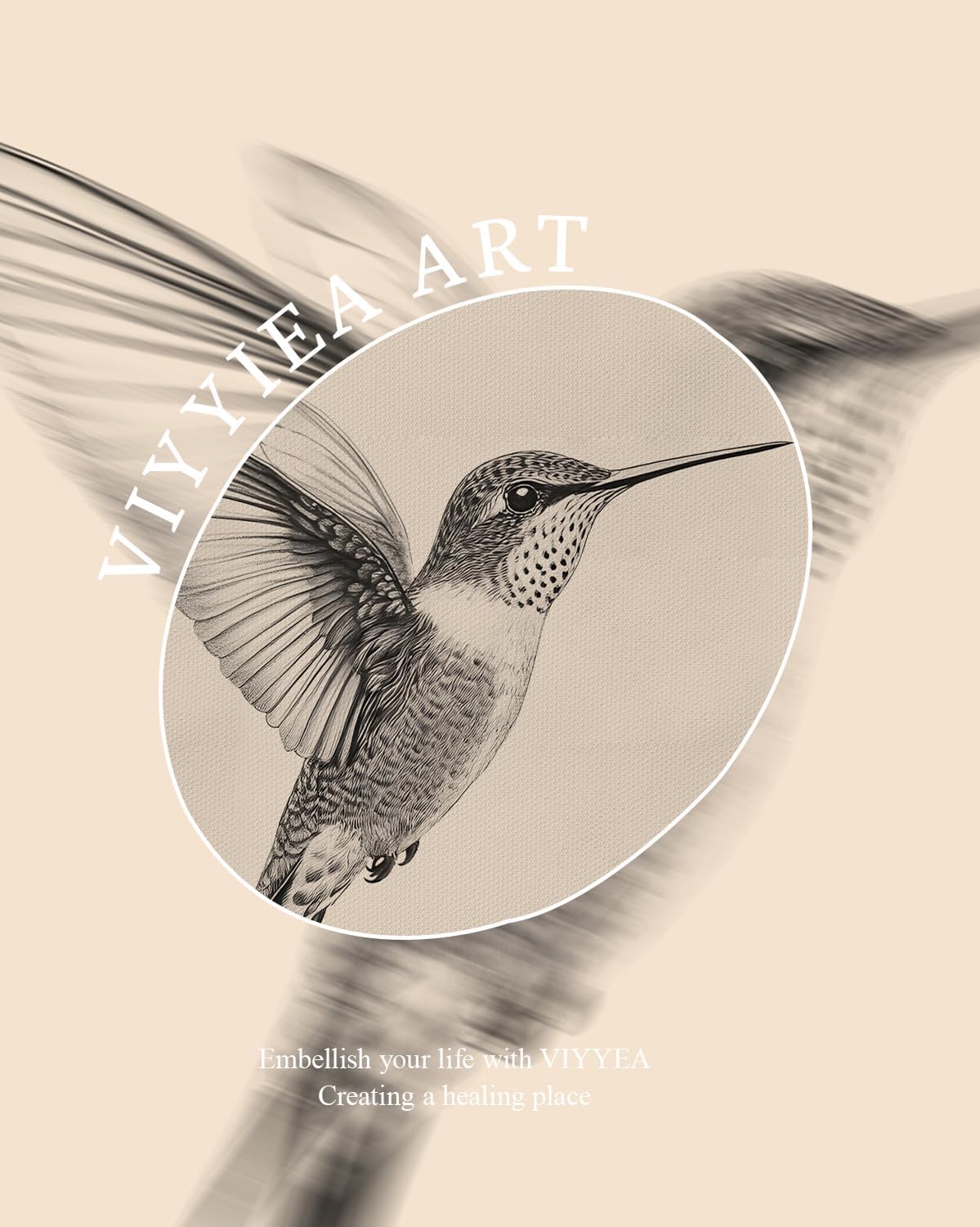 Vintage Gold Framed Wall Art, Sketch Birds Canvas Painting, Cute but Exquisite Wall Decor, No Glass No Glare, Suitable for Bedside Tables, Foyer, Bookshelves,【Hummingbird】-10L x 8W