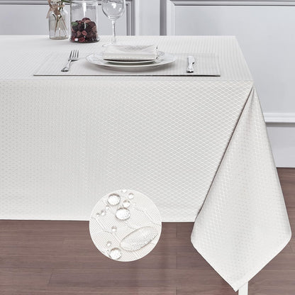 Rectangle Table Cloth Linen Farmhouse Stainproof Waterproof Washable Polyester Oblong Rectangular Fabric Table Cover for Kitchen Dining Dinner (Red, 52 X 70 Inch)