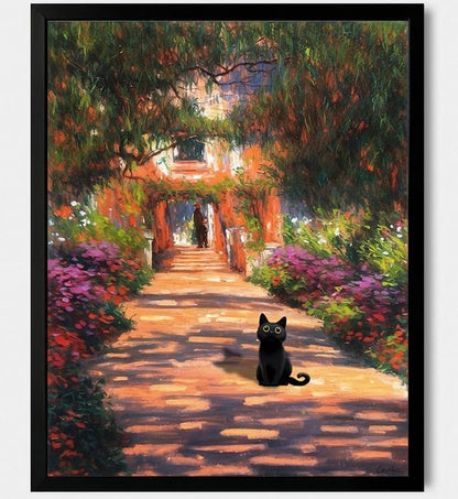Cat Wall Art Monet Prints Vintage Canvas Wall Art Funny Cat in Water Lilies Posters for Room Bedroom Living Room Bathroom Wall Decor Aesthetic (Size: 8''x10''x1pcs)