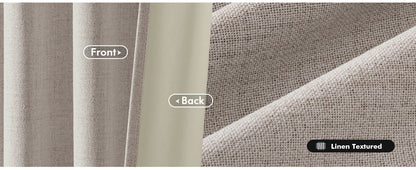 100% Blackout Linen Curtains for Bedroom, Ivory Solid Luxury Decor Thermal Insulation Room Darkening Drapes for Living Room Nursery Back Tab Rod Pocket 42 x 84 Inches, 2 Panels