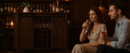 GAOMON Farmhouse Coffee Bar Cabinet 47", Buffet Cabinet with Sliding Barn Door, Coffee Bar with 4 Glass Hooks and 16 Wine Racks for Kitchen, Dining and Living Room, White
