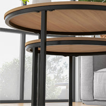 HOJINLINERO Round Coffee Table,Nesting Coffee Table Set of 2,Center Tables for Living Room,Office, Home Small Space,Stacking Side Tables,Sturdy and Easy Assembly,Wood Desktop,Brown,Large